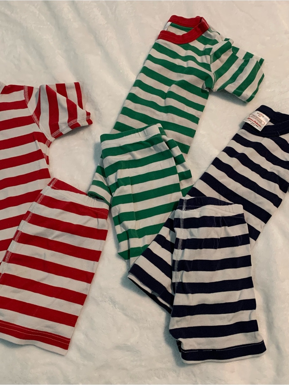Hanna Andersson bundle Striped Kids Pajama Set Trio - Red, Green & Navy Stripes